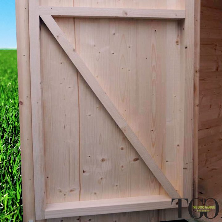Abri de jardin en bois adossé Jack 2 x 1 m pour outils, porte double vitrée, 198 x 98 cm, détail