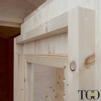 Abri en bois adossée 1,5x1 m Jack pour outils avec porte simple vitrée
