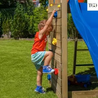 Aire de jeux de jardin en bois blanc Fungoo® Carol 2 avec toboggan et balançoire en bois