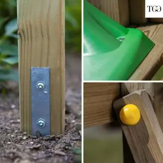 Aire de jeux de jardin en bois blanc Fungoo® Carol 2 avec toboggan et balançoire en bois