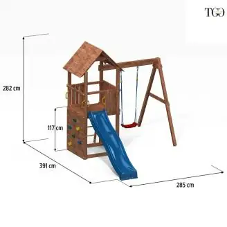 Aire de jeux de jardin en bois blanc Fungoo® Carol 2 avec toboggan et balançoire en bois