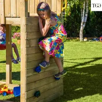 Toboggan Balançoire et aire de jeux en bois Fungoo® Carol 3 Blanc Jardin en bois
