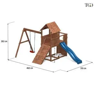 Toboggan Balançoire et aire de jeux en bois Fungoo® Carol 3 Blanc Jardin en bois