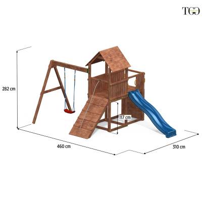 Toboggan Balançoire et Escalade Fungoo en Bois Carol 3 Jeu de Jardin en Bois