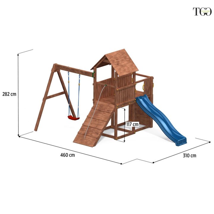 Toboggan Balançoire et Escalade Fungoo en Bois Carol 3 Jeu de Jardin en Bois