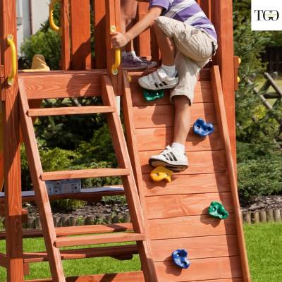 Maison en bois avec toboggan Fungoo STEP ON MySIDE jeu de jardin en bois