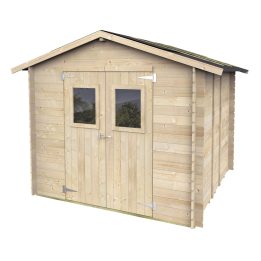 Abri de jardin en bois Jack 2,5 x 2,5 m pour outils, porte double vitrée, 248 x 248 cm