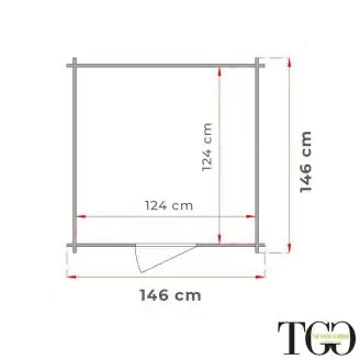 Abri en bois 1,5x1,5 m Jack For Tools avec porte simple fenêtre 146x146 cm