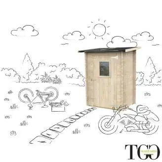 Abri de jardin en bois adossé Jack 1,5 x 1 m pour outils, porte simple vitrée