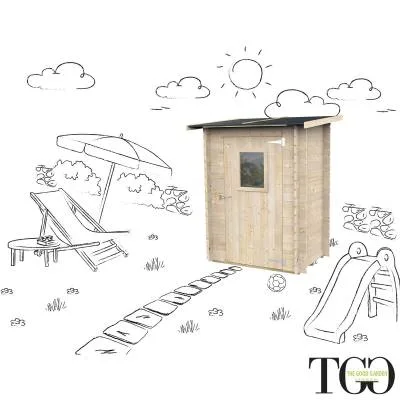 Abri de jardin en bois adossé Jack 1,5 x 1 m pour outils, porte simple vitrée