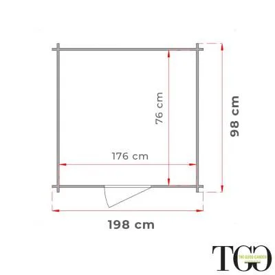 Abri de jardin en bois adossé Jack 2 x 1 m pour outils, porte double vitrée, 198 x 98 cm