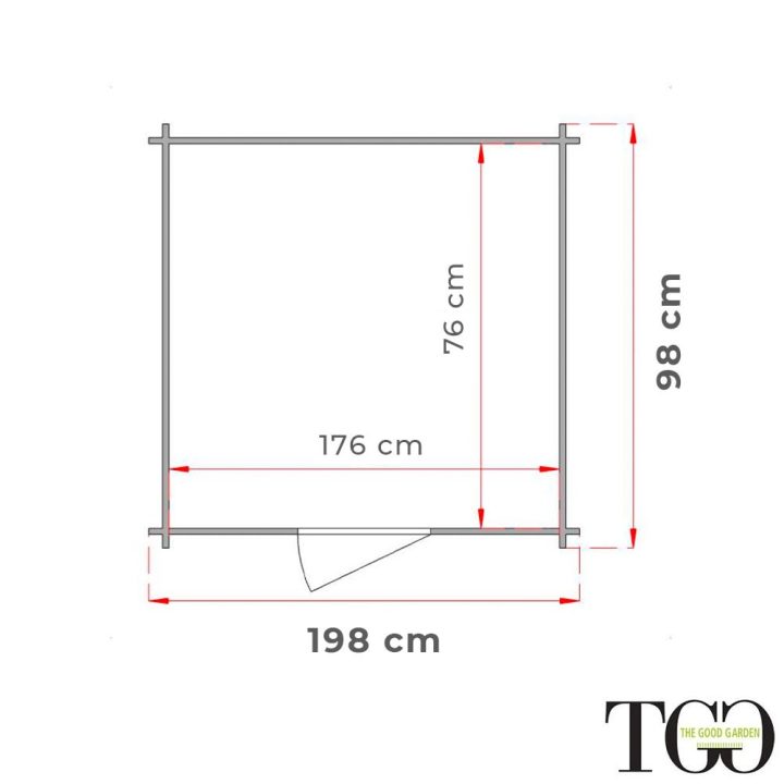 Abri de jardin en bois adossé Jack 2 x 1 m pour outils, porte double vitrée, 198 x 98 cm