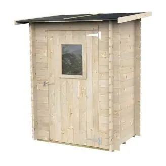 Abri de jardin en bois adossé Jack 1,5 x 1 m pour outils, porte simple vitrée