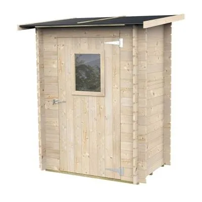 Abri de jardin en bois adossé Jack 1,5 x 1 m pour outils, porte simple vitrée