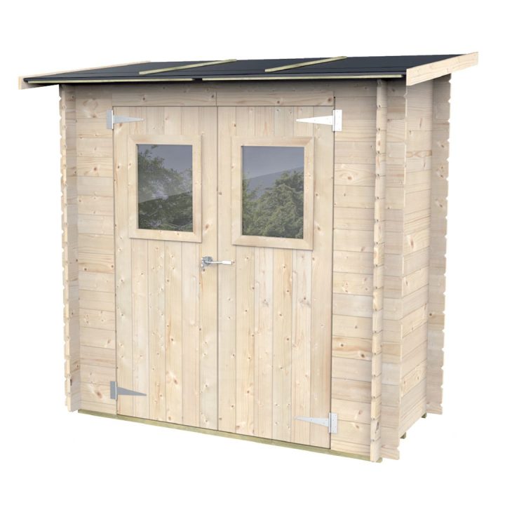 Abri de jardin en bois adossé Jack 2 x 1 m pour outils, porte double vitrée, 198 x 98 cm