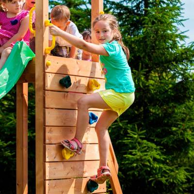Fungoo® TipTop Toboggan en bois pour jardin 334 x 205 cm