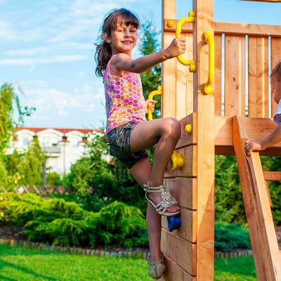 Fungoo® TipTop Toboggan en bois pour jardin 334 x 205 cm