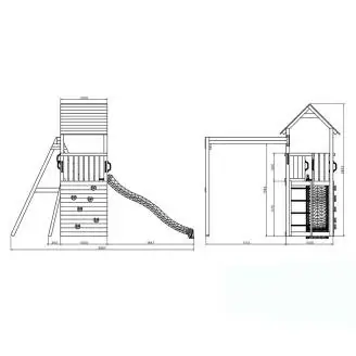 Aire de jeux de jardin en bois blanc Fungoo® Carol 2 avec toboggan et balançoire en bois