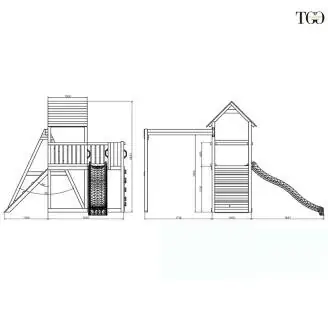 Toboggan Balançoire et aire de jeux en bois Fungoo® Carol 3 Blanc Jardin en bois