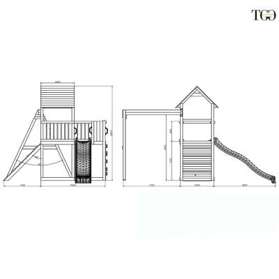 Toboggan Balançoire et Escalade en Bois Fungoo® Carol 3 Blanc Jeu de Jardin en Bois