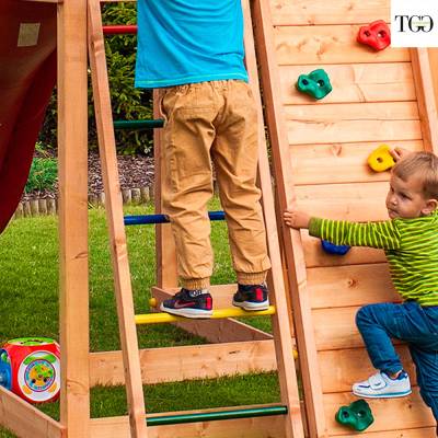 Toboggan et balançoire en bois Fungoo Carol 2 Aire de jeux de jardin en bois blanc