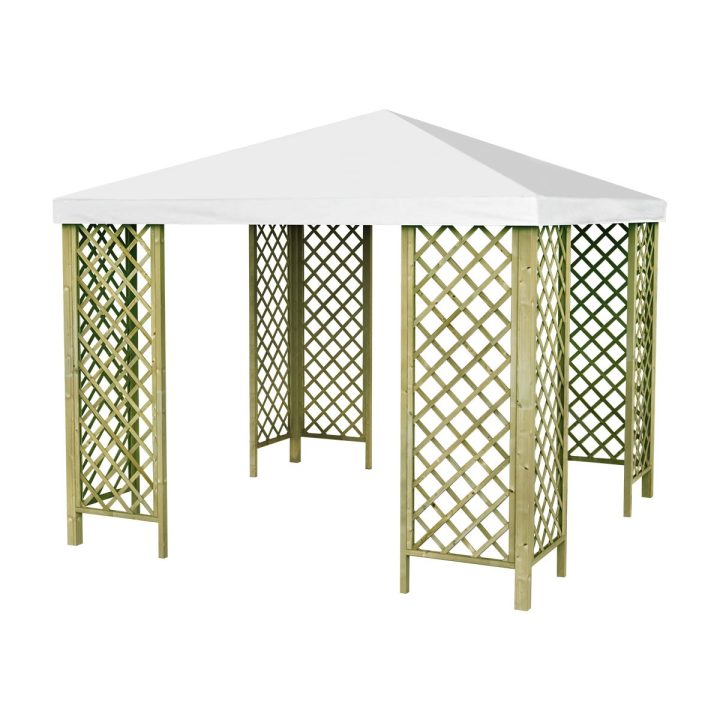 RedGT - Gazebo da Giardino 3x3 in Legno con Grigliati e Copertura Antigrandine