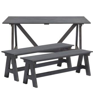 Ensemble pour jardin et terrasse : table + 2 bancs Ale en bois de couleur gris anthracite