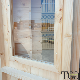 Abri en bois adossée 2x1 m Jack pour outils avec porte double vitrée 198x98 cm