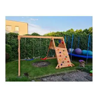 Fungoo SPIDER King Balançoire en bois et jeu d'escalade pour jardin