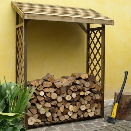 Hangar à bois avec treillis Jessy 162x60x205 cm en bois de conifère imprégné en autoclave