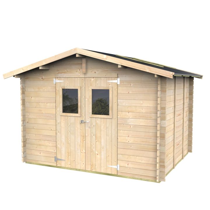 Maison de jardin en bois Carlotta 3x3 m avec porte à double fenêtre - PLANCHER EN OPTION