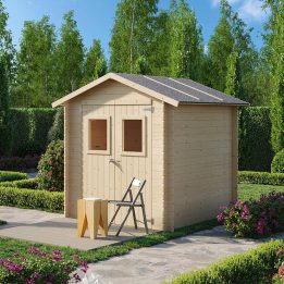 Abri de jardin en bois Jack 2 x 2 m pour outils, porte double vitrée