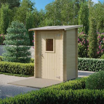 Abri de jardin en bois adossé Jack 1,5 x 1 m pour outils, porte simple vitrée