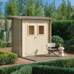 Abri de jardin en bois adossé Jack 2 x 1 m pour outils, porte double vitrée, 198 x 98 cm