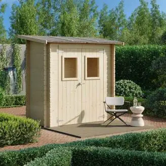 Abri de jardin en bois adossé Jack 2 x 1 m pour outils, porte double vitrée, 198 x 98 cm