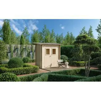Abri de jardin en bois adossé Jack 2 x 1 m pour outils, porte double vitrée, 198 x 98 cm
