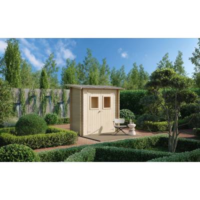Abri de jardin en bois adossé Jack 2 x 1 m pour outils, porte double vitrée, 198 x 98 cm