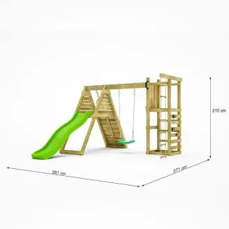 Ensemble de jeux de jardin en bois Fungoo Climber avec escalade, toboggan et balançoires
