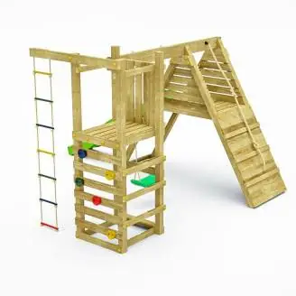 Ensemble de jeux de jardin en bois Fungoo Climber avec escalade, toboggan et balançoires
