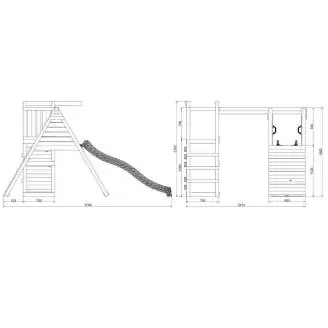 Ensemble de jeux de jardin en bois Fungoo Climber avec escalade, toboggan et balançoires