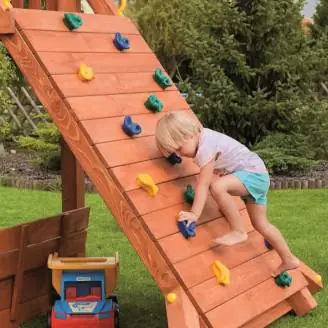 Ensemble de jeux de jardin en bois Fungoo Climber avec escalade, toboggan et balançoires
