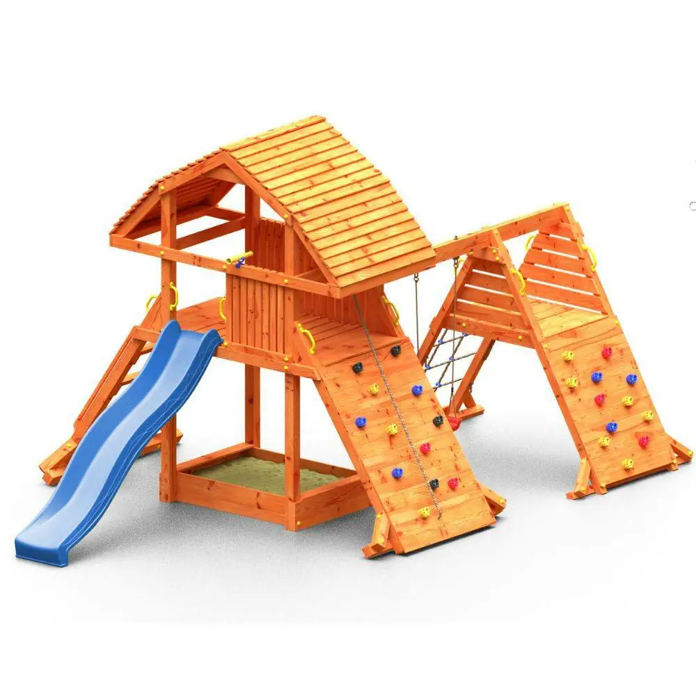 Maisonnette en bois pour enfants avec toboggan Fungoo GIANT SPIDER RED