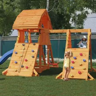 Maisonnette en bois pour enfants avec toboggan Fungoo GIANT SPIDER RED