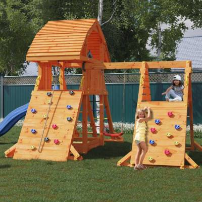 Maisonnette en bois pour enfants avec toboggan Fungoo GIANT SPIDER RED