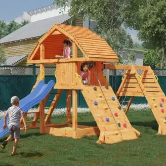 Maisonnette en bois pour enfants avec toboggan Fungoo GIANT SPIDER RED