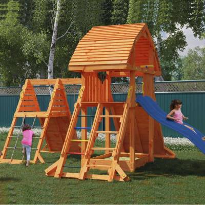 Maisonnette en bois pour enfants avec toboggan Fungoo GIANT SPIDER RED