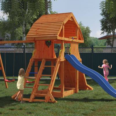 Jeu en bois Fungoo GIANT MOVE RED avec toboggan, balançoire et escalade