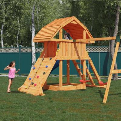 Jeu en bois Fungoo GIANT MOVE RED avec toboggan, balançoire et escalade