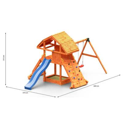 Jeu en bois Fungoo GIANT MOVE RED avec toboggan, balançoire et escalade