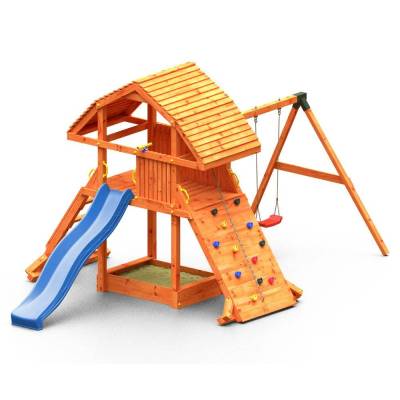 Jeu en bois Fungoo GIANT MOVE RED avec toboggan, balançoire et escalade